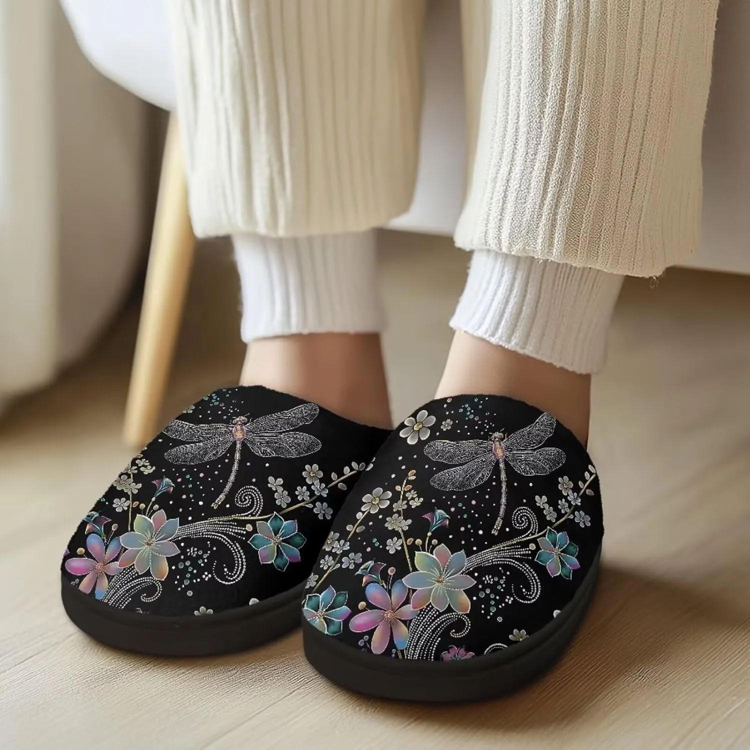 Womens Slippers Comfortable Non-slip Warm Fuzzy Slippers