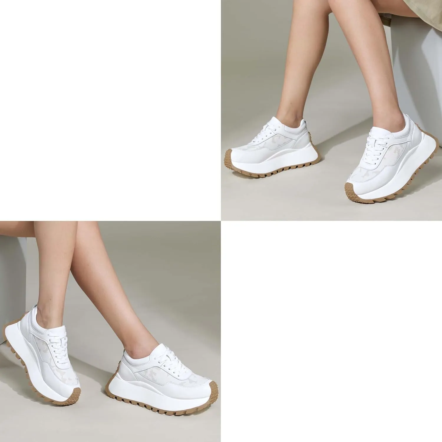 Women's Sneakers Platform Height Increase Comfortable Walking Shoes Low Top Lace Up Casual Sneakers Non-Slip Breathable Workplace Work Shoes