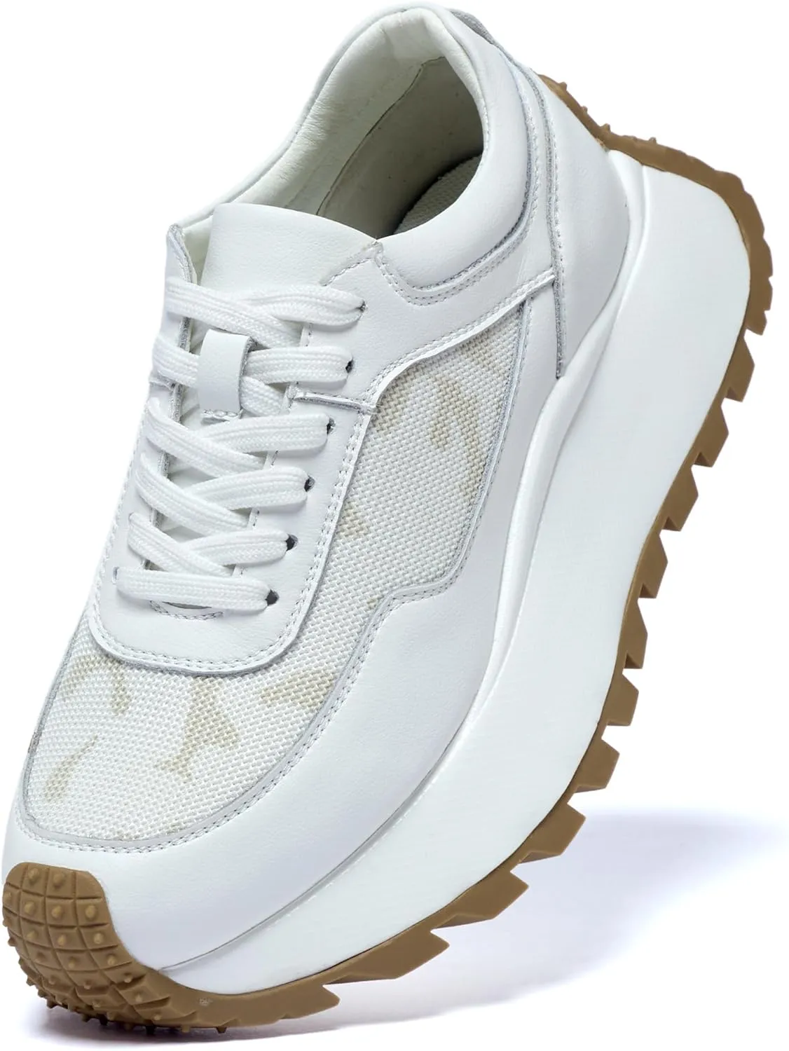 Women's Sneakers Platform Height Increase Comfortable Walking Shoes Low Top Lace Up Casual Sneakers Non-Slip Breathable Workplace Work Shoes