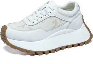 Women's Sneakers Platform Height Increase Comfortable Walking Shoes Low Top Lace Up Casual Sneakers Non-Slip Breathable Workplace Work Shoes