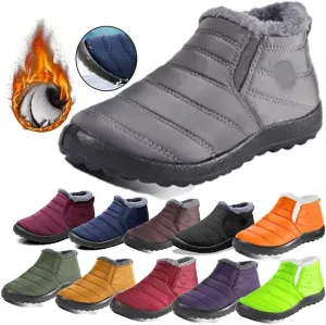 Womens Snow Boot Winter Warm Booties Fur Lined Anti-Slip Ankle Boots Outdoor Slip On Waterproof Booties Comfortable Warm Shoes Winter
