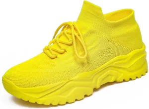 Women's Solid Color Fashion Four Season Lace Up Sneakers Solid Color Flying Woven Running Shoes Women's Water Shoes