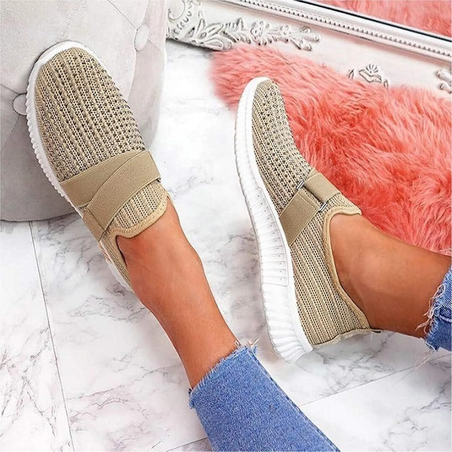 Womens Walking Shoes Sock Casual Ladies Fashion Sneakers Running Shoes for Women Food Service Woman Shoes Casual Brown Sneakers Waterproof Tennis Shoe Casual Loafers
