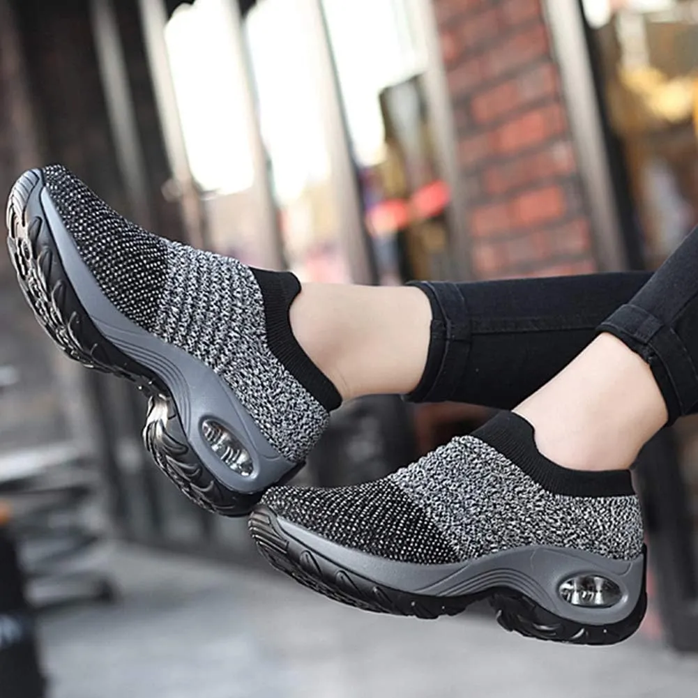 Women's Walking Shoes Sock Sneakers - Mesh Slip On Air Cushion Lady Girls Modern Jazz Dance Easy Shoes Platform Loafers
