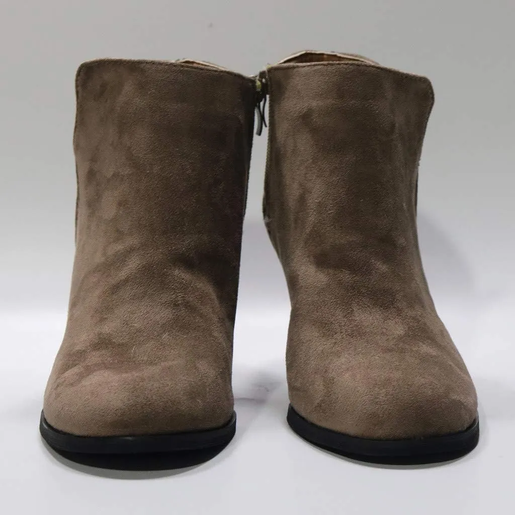 Women's Wedge Ankle Booties Comfortable Side Zipper Slip on Cutout Pointed Toe Chunky Heel Ankle Boots