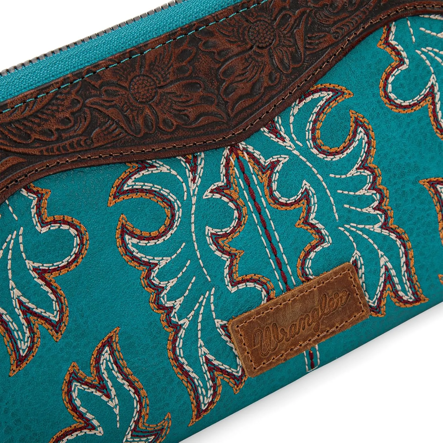 Wrangler Wristlet Western Wallet for Women Floral Tooled Clutch Boot Stitch Bifold Wallet with Card Holder