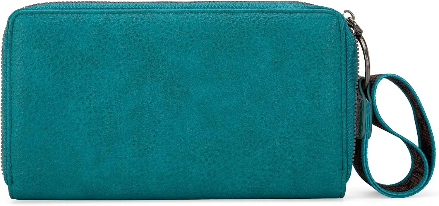 Wrangler Wristlet Western Wallet for Women Floral Tooled Clutch Boot Stitch Bifold Wallet with Card Holder