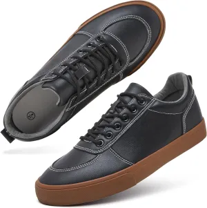 yageyan Mens White Shoes Low top PU Sneakers White Tennis Shoes for Mens Comfortable Casual Walking Shoes