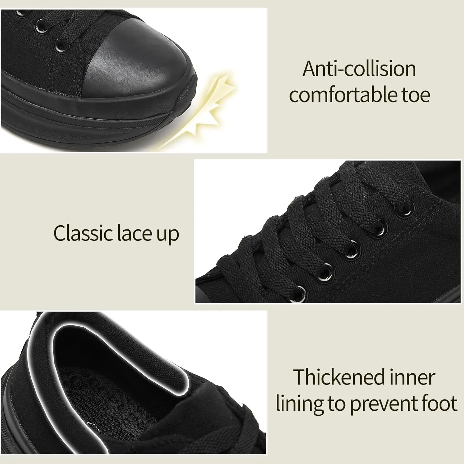 yageyan Platform Sneakers for Women Black Sneakers Canvas Shoes for Women White Tennis Shoes Classic Casual Comfortable
