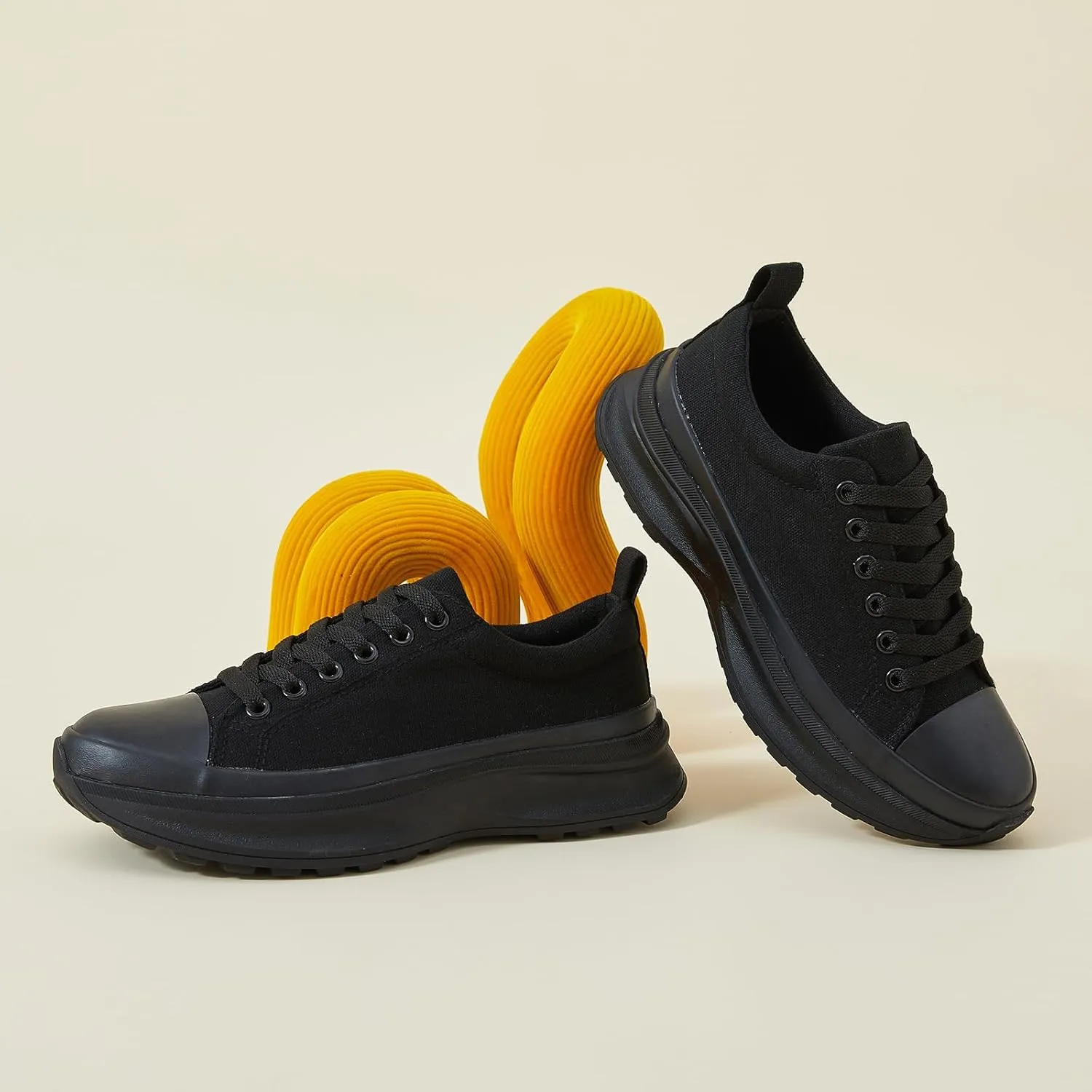yageyan Platform Sneakers for Women Black Sneakers Canvas Shoes for Women White Tennis Shoes Classic Casual Comfortable
