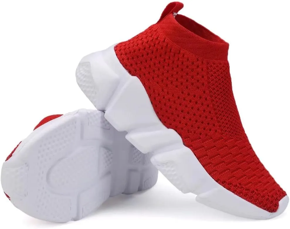 YAVY Kids Sneakers for Boys Tennis Shoes Girls Sock Sneakers for Kids Slip on Shoes Breathable high top Athletic Lightweight Walking Running Shoes