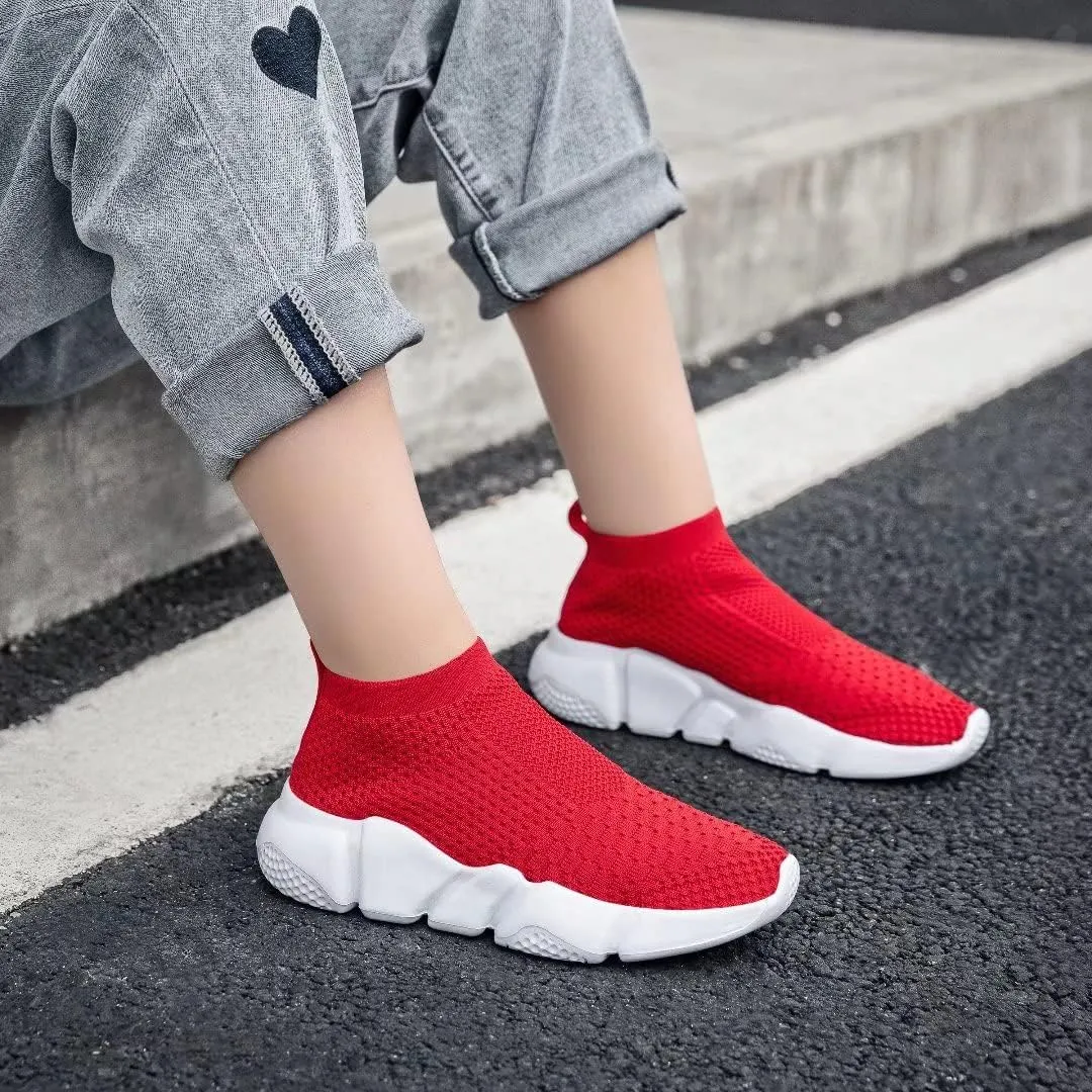 YAVY Kids Sneakers for Boys Tennis Shoes Girls Sock Sneakers for Kids Slip on Shoes Breathable high top Athletic Lightweight Walking Running Shoes
