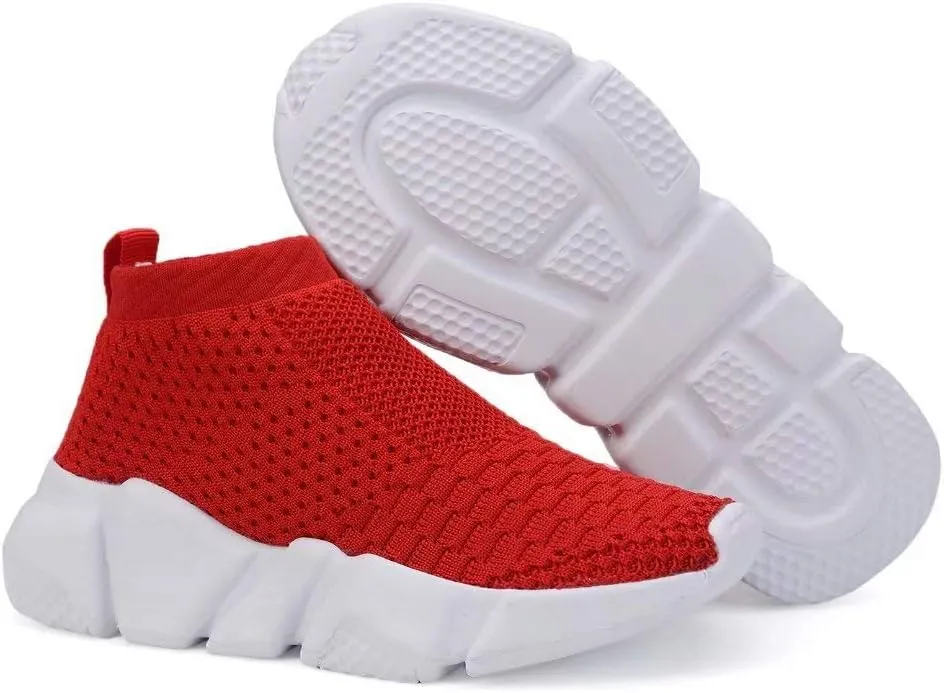 YAVY Kids Sneakers for Boys Tennis Shoes Girls Sock Sneakers for Kids Slip on Shoes Breathable high top Athletic Lightweight Walking Running Shoes