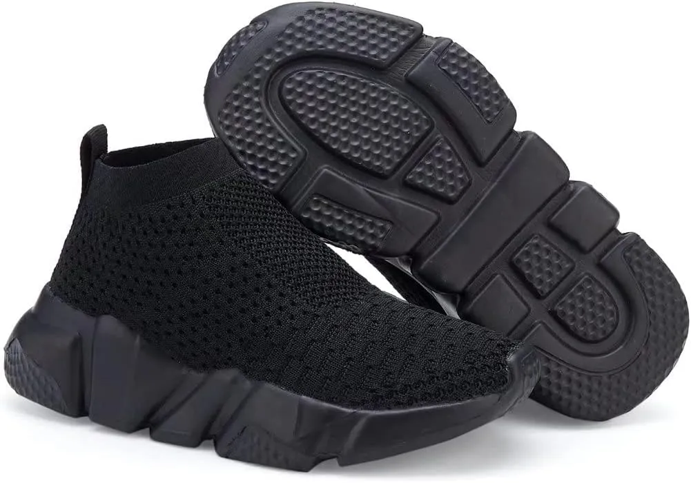 YAVY Kids Sneakers for Boys Tennis Shoes Girls Sock Sneakers for Kids Slip on Shoes Breathable high top Athletic Lightweight Walking Running Shoes