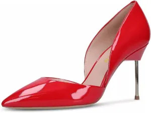 YDN Women Dressy Slip on Pumps Pointed Closed Toe D’Orsay Metal Stiletto High Heels Shoes Party Daily Size 4-15 US
