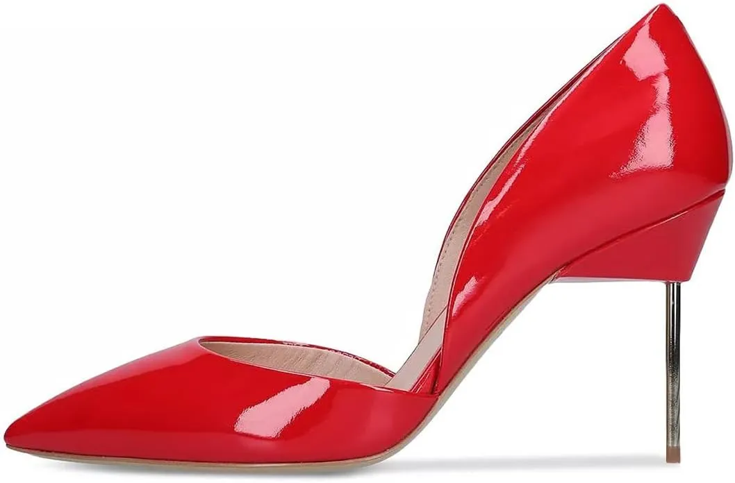 YDN Women Dressy Slip on Pumps Pointed Closed Toe D’Orsay Metal Stiletto High Heels Shoes Party Daily Size 4-15 US