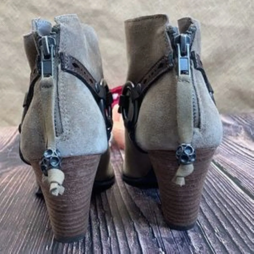 Yellow Box Taupe Leather Mandy Booties 7.5M