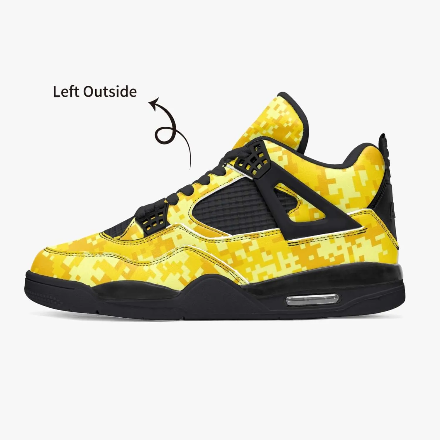 Yellow Camo Sneakers AJ4 Style | Digital Pixel Camouflage style