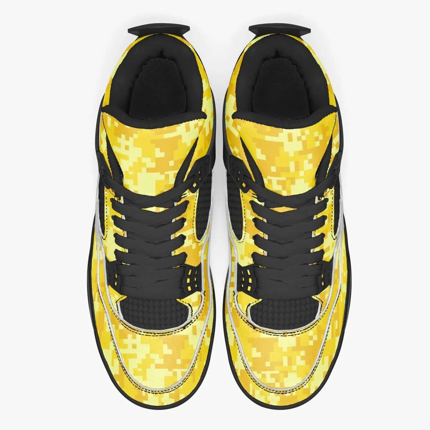 Yellow Camo Sneakers AJ4 Style | Digital Pixel Camouflage style