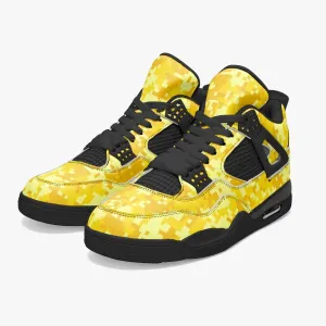 Yellow Camo Sneakers AJ4 Style | Digital Pixel Camouflage style