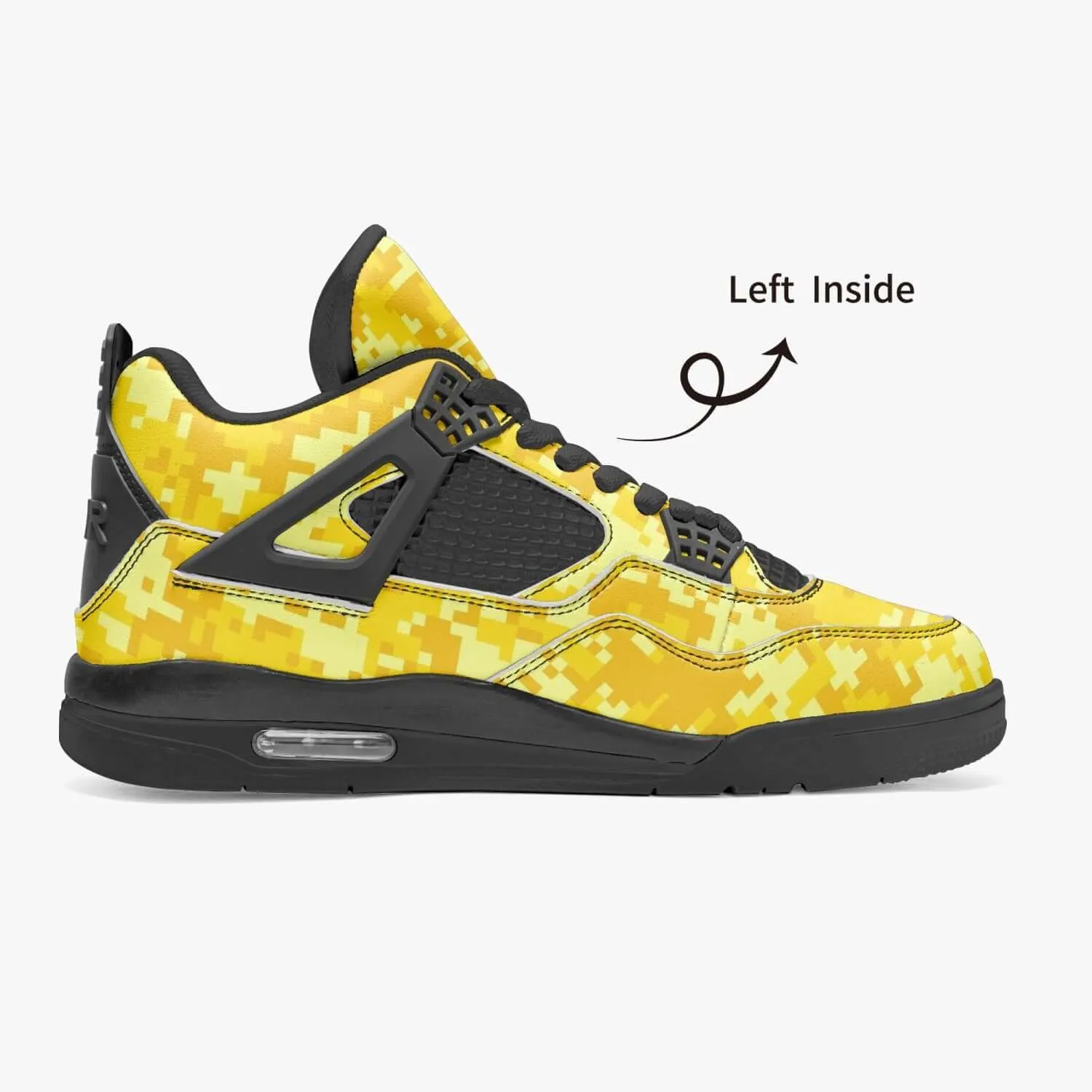 Yellow Camo Sneakers AJ4 Style | Digital Pixel Camouflage style