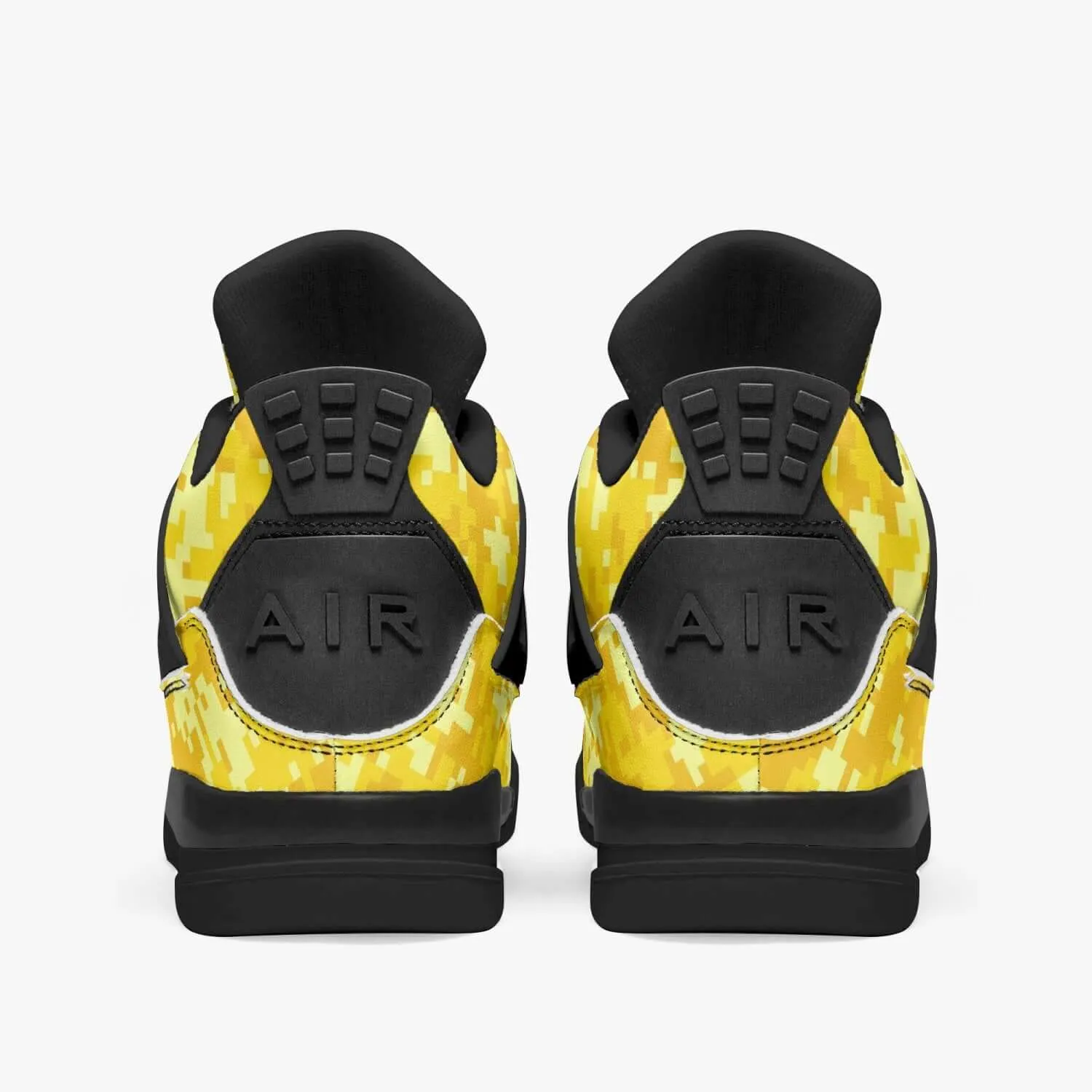 Yellow Camo Sneakers AJ4 Style | Digital Pixel Camouflage style