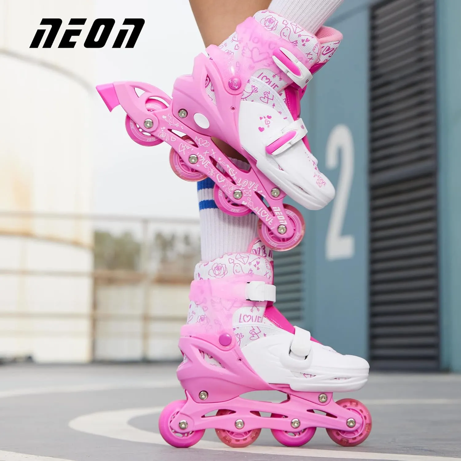 Yvolution Neon Adjustable Inline Skates – Kids Rollerblades with Light-Up Wheels – Sizes J12–6, for Boys & Girls Ages 5 
