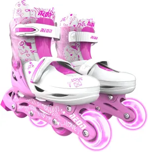 Yvolution Neon Adjustable Inline Skates – Kids Rollerblades with Light-Up Wheels – Sizes J12–6, for Boys & Girls Ages 5 