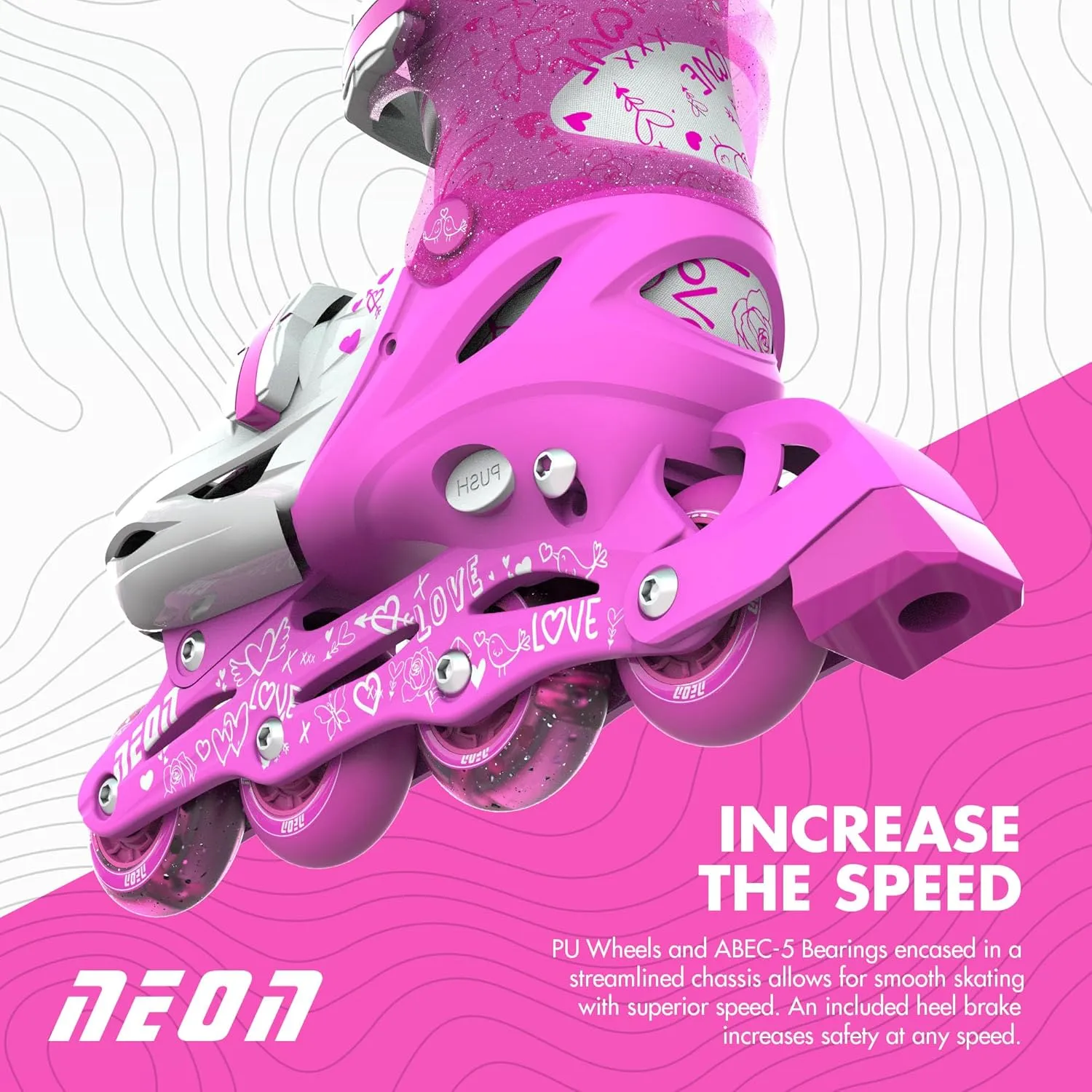 Yvolution Neon Adjustable Inline Skates – Kids Rollerblades with Light-Up Wheels – Sizes J12–6, for Boys & Girls Ages 5 