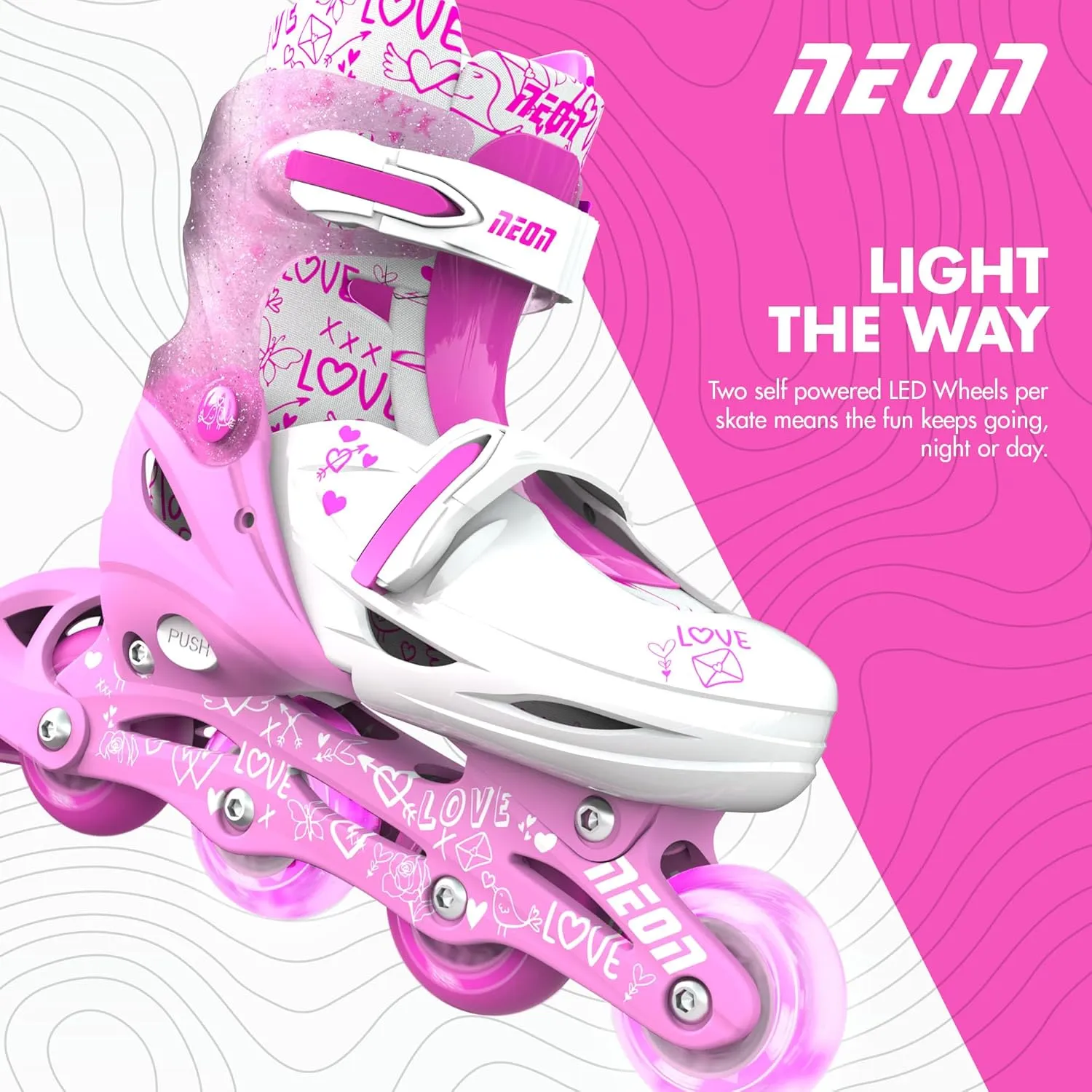 Yvolution Neon Adjustable Inline Skates – Kids Rollerblades with Light-Up Wheels – Sizes J12–6, for Boys & Girls Ages 5 