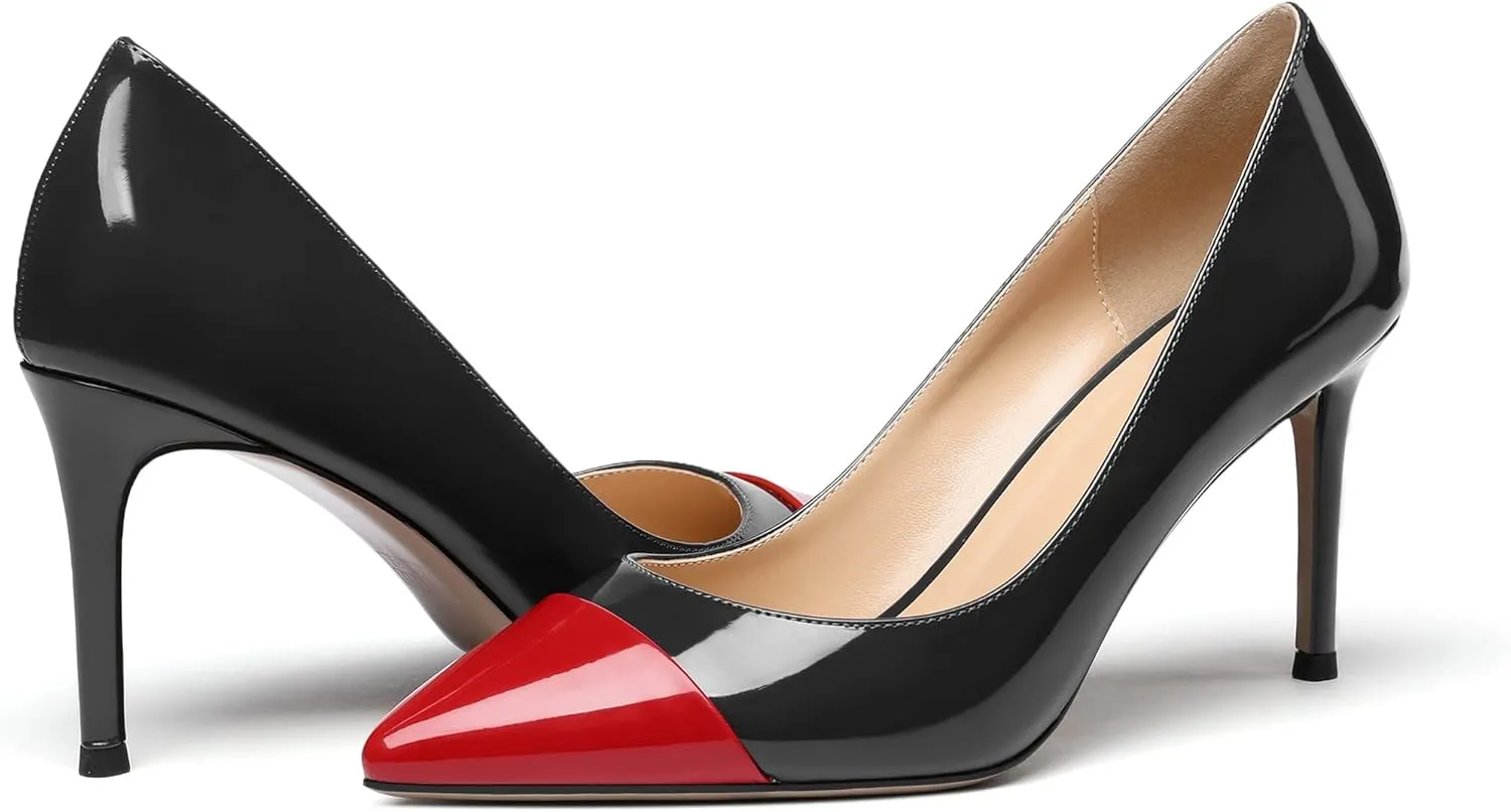 Zamikoo Women's Pointed Toe Classic Pumps Slip On Stiletto Heel Dress Shoes 85mm