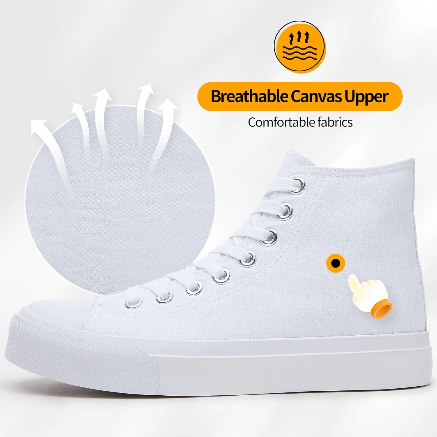 ZGR Womens High Top Canvas Sneakers,Lace-up Canvas Shoes,Casual Tennis Walking Shoes
