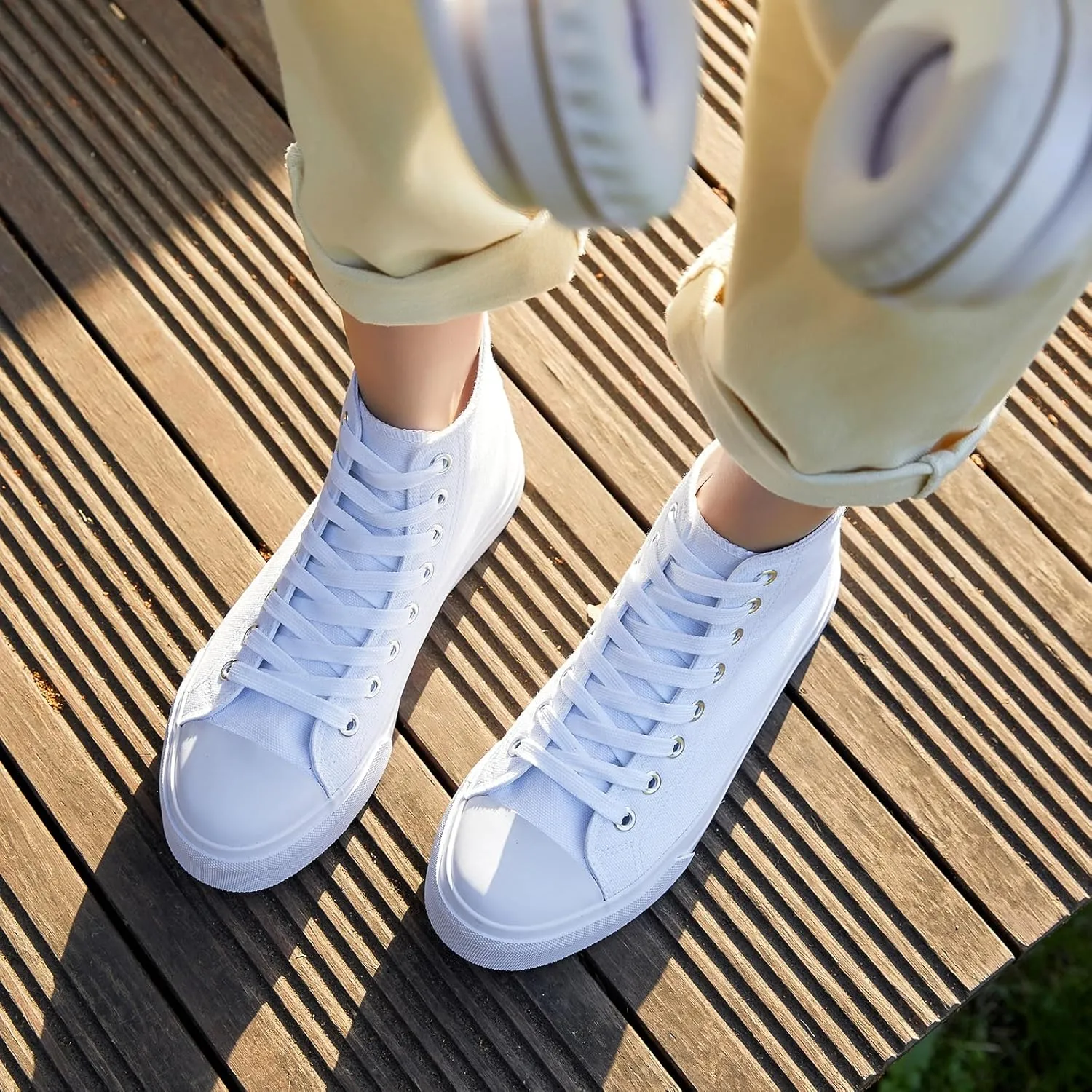 ZGR Womens High Top Canvas Sneakers,Lace-up Canvas Shoes,Casual Tennis Walking Shoes