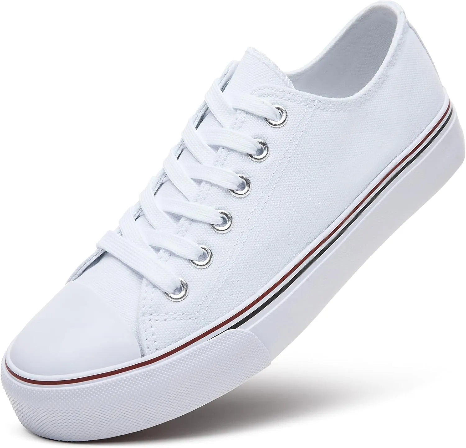 ZGR Womens Low Top Canvas Shoes,Lace up Canvas Sneakers,Casual White Tennis Walking Shoes