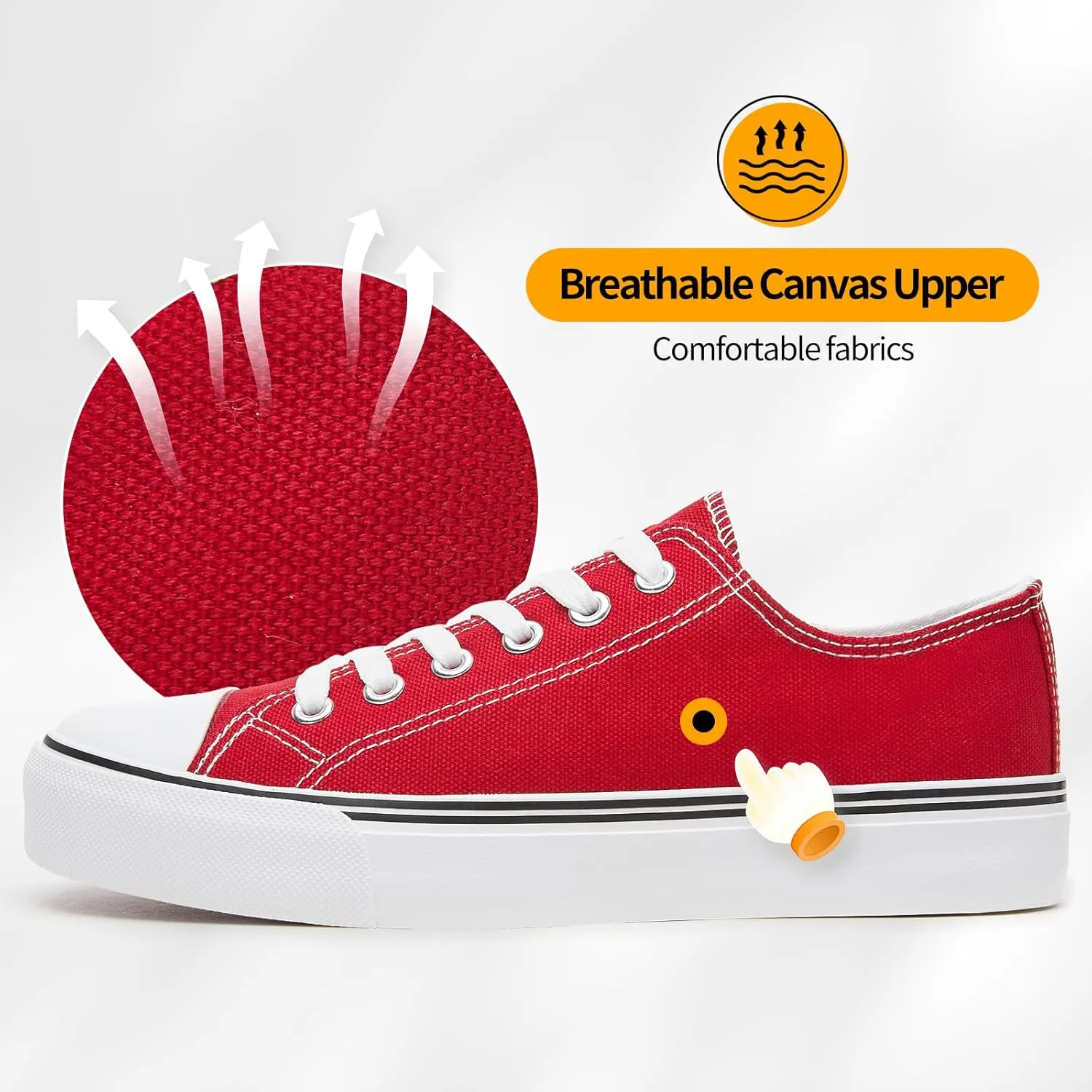 ZGR Womens Low Top Canvas Shoes,Lace up Canvas Sneakers,Casual White Tennis Walking Shoes