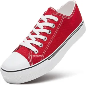ZGR Womens Low Top Canvas Shoes,Lace up Canvas Sneakers,Casual White Tennis Walking Shoes