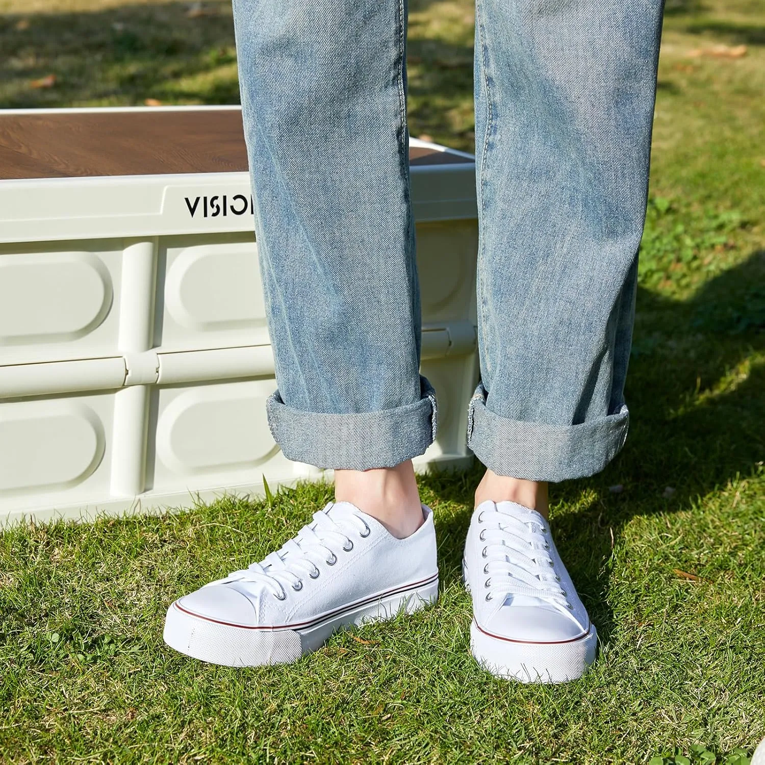 ZGR Womens Low Top Canvas Shoes,Lace up Canvas Sneakers,Casual White Tennis Walking Shoes