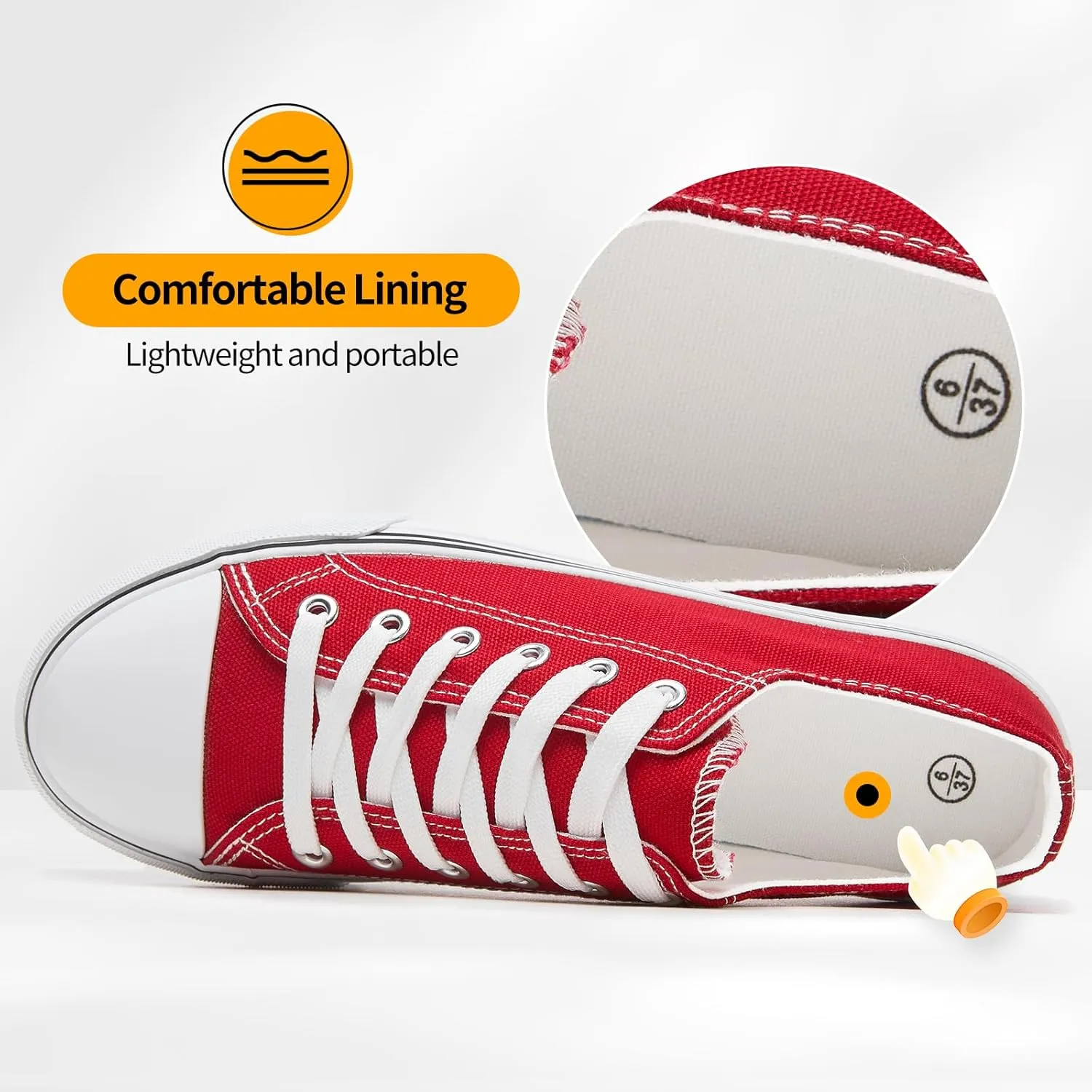 ZGR Womens Low Top Canvas Shoes,Lace up Canvas Sneakers,Casual White Tennis Walking Shoes