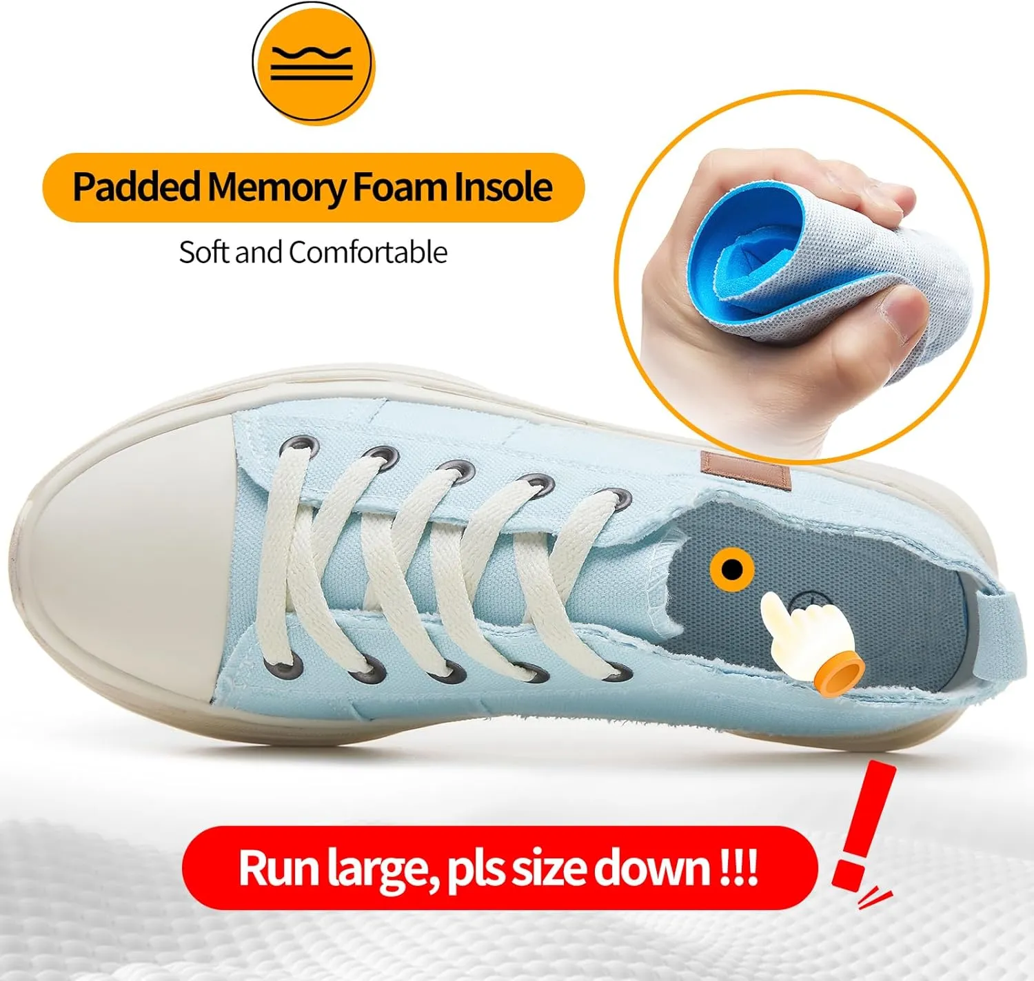 ZGR Womens Low Top Platform Sneakers,White Canvas Sneakers,Casual Platform Tennis Shoes