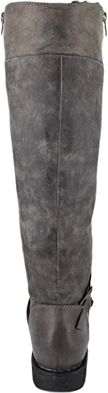ZIGI SOHO Womens Stephany Faux Zipper Knee-High Boots Gray 7.5 Medium (B,M)