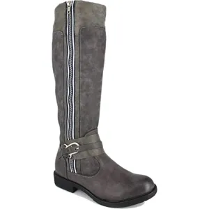 ZIGI SOHO Womens Stephany Faux Zipper Knee-High Boots Gray 7.5 Medium (B,M)