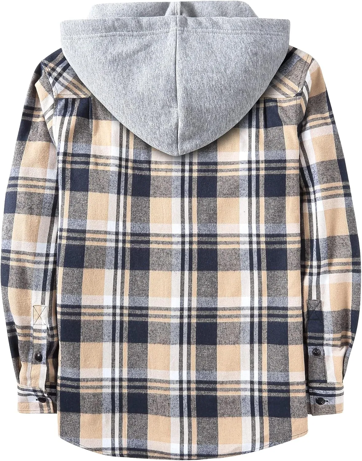 ZITY Men's Flannel Hoodie Shirts Casual Button Down Plaid Shirt Jackets for Men Long Sleeve Stylish Hooded with Pocket
