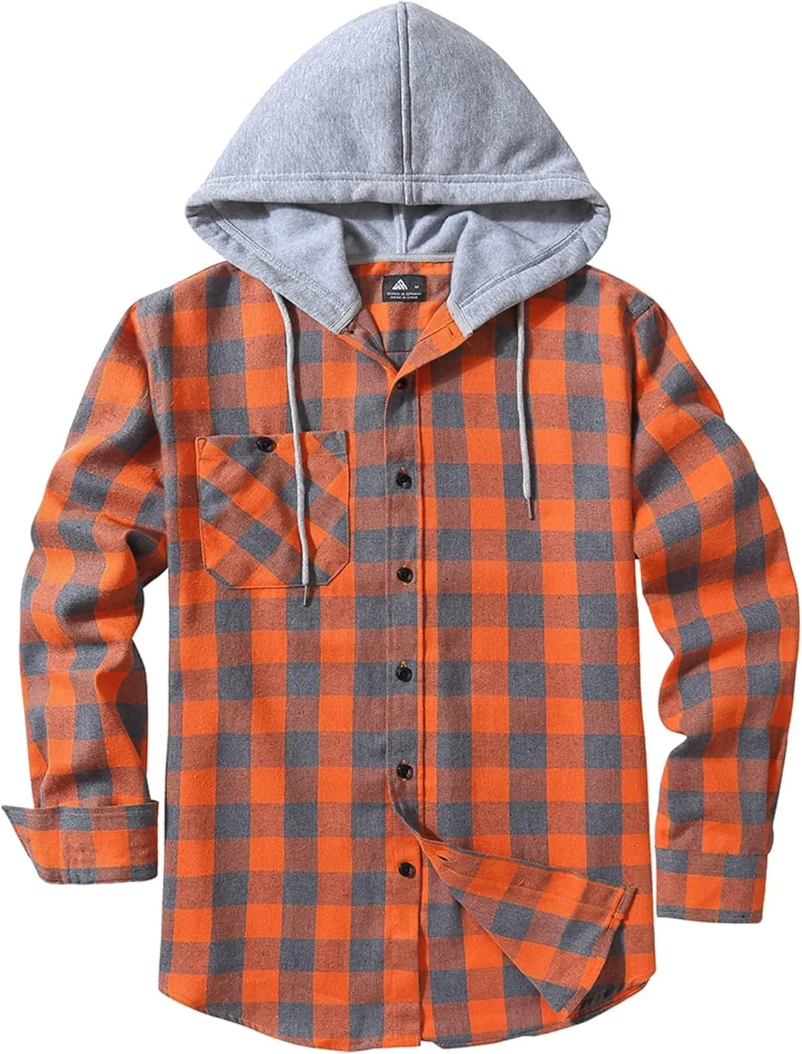 ZITY Men's Flannel Hoodie Shirts Casual Button Down Plaid Shirt Jackets for Men Long Sleeve Stylish Hooded with Pocket
