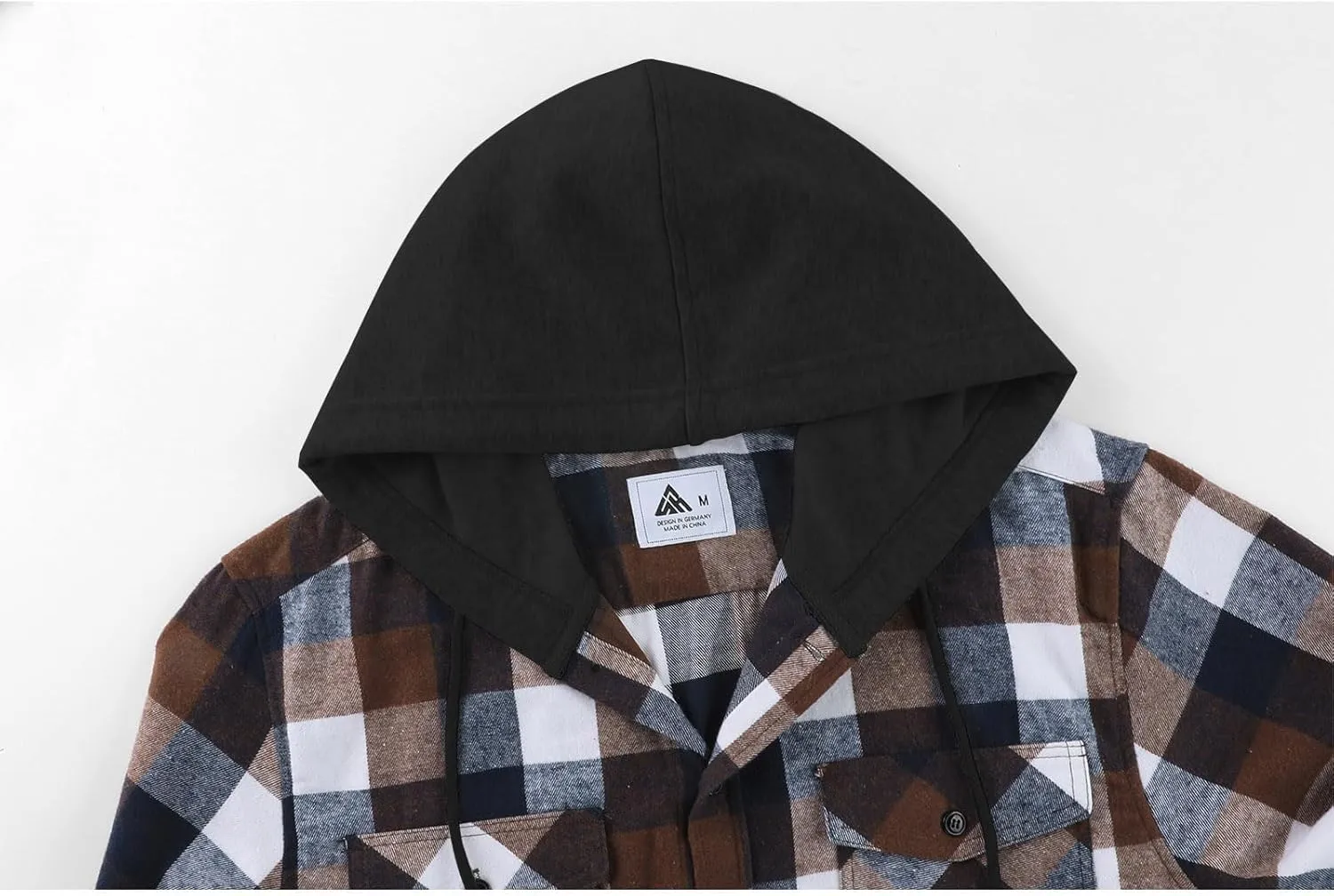 ZITY Men's Flannel Hoodie Shirts Casual Button Down Plaid Shirt Jackets for Men Long Sleeve Stylish Hooded with Pocket