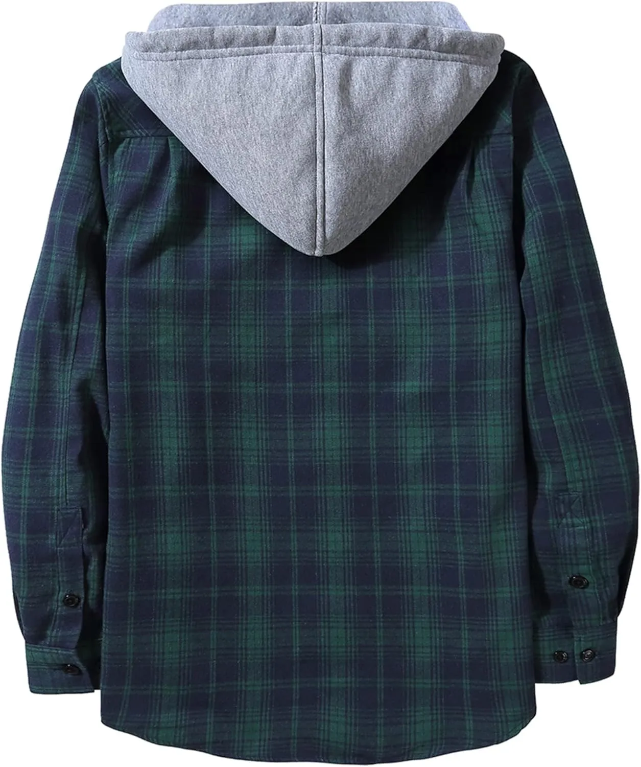 ZITY Men's Flannel Hoodie Shirts Casual Button Down Plaid Shirt Jackets for Men Long Sleeve Stylish Hooded with Pocket