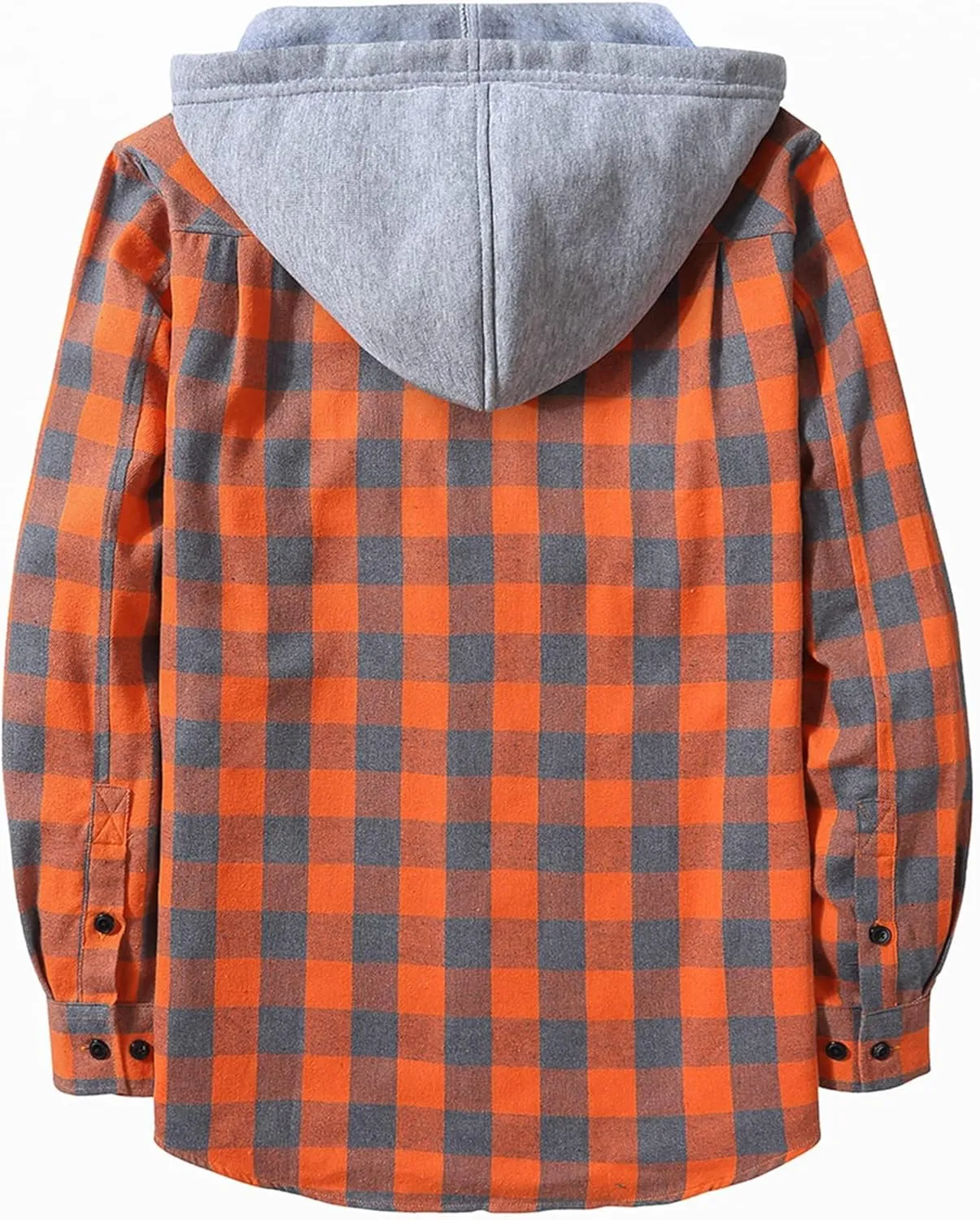 ZITY Men's Flannel Hoodie Shirts Casual Button Down Plaid Shirt Jackets for Men Long Sleeve Stylish Hooded with Pocket