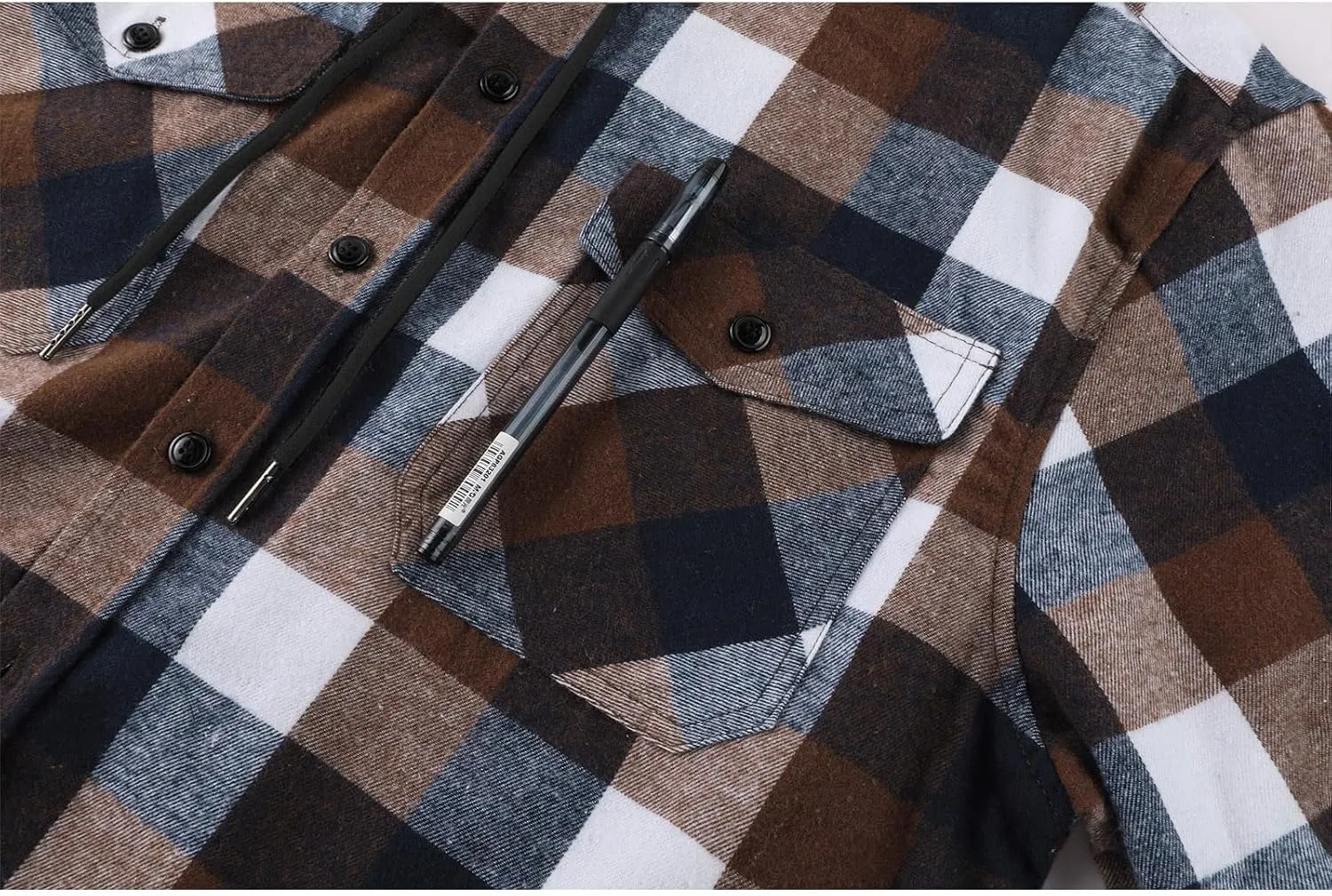 ZITY Men's Flannel Hoodie Shirts Casual Button Down Plaid Shirt Jackets for Men Long Sleeve Stylish Hooded with Pocket