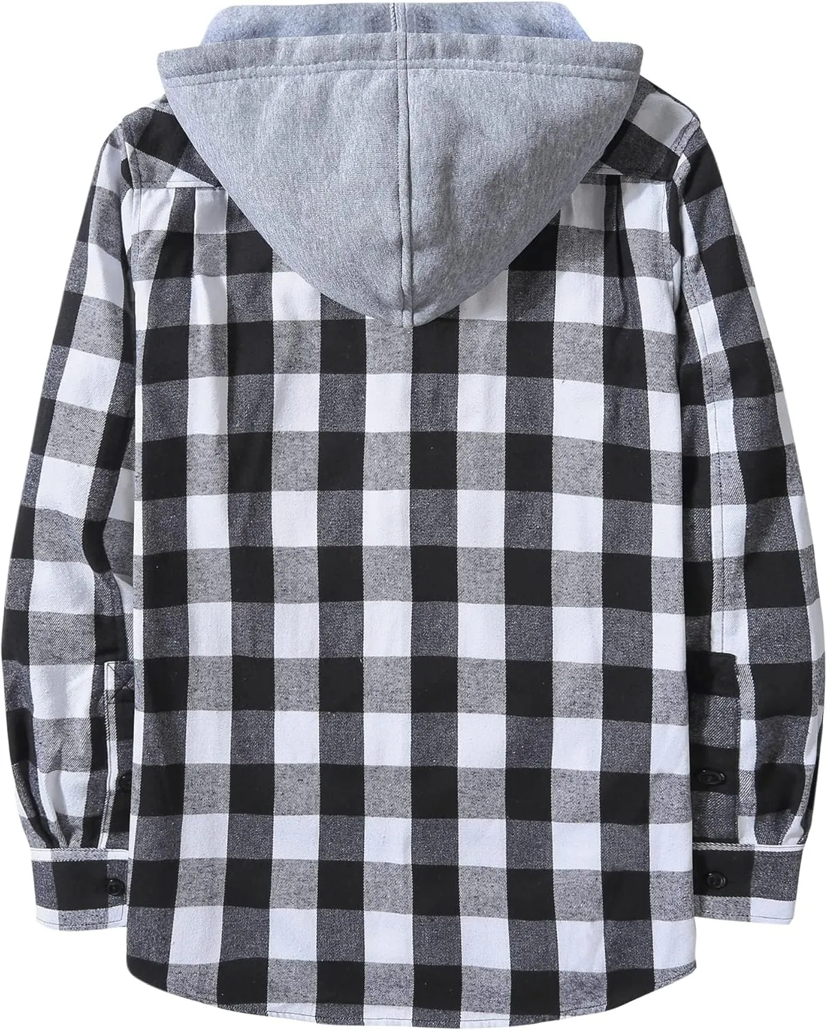 ZITY Men's Flannel Hoodie Shirts Casual Button Down Plaid Shirt Jackets for Men Long Sleeve Stylish Hooded with Pocket