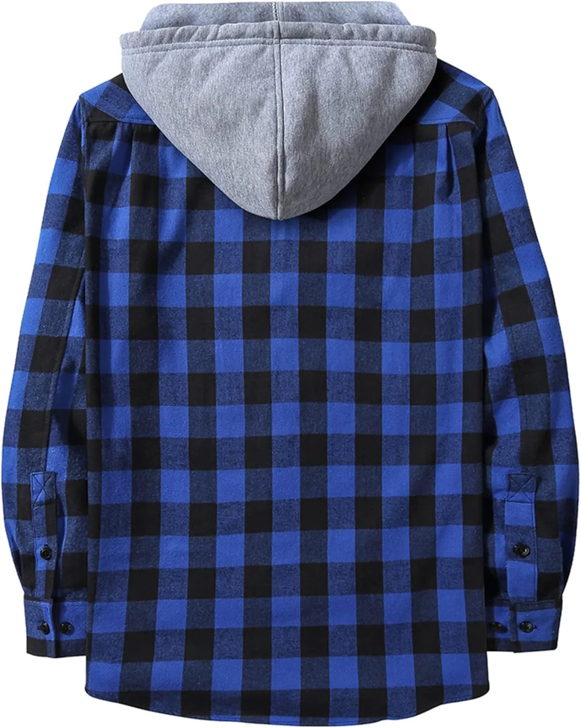 ZITY Men's Flannel Hoodie Shirts Casual Button Down Plaid Shirt Jackets for Men Long Sleeve Stylish Hooded with Pocket