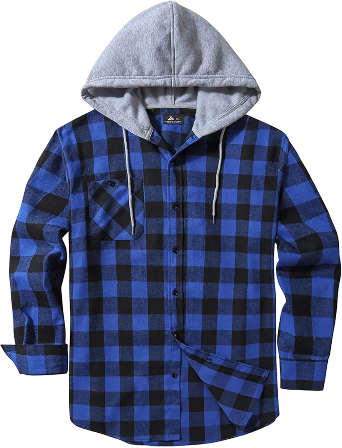 ZITY Men's Flannel Hoodie Shirts Casual Button Down Plaid Shirt Jackets for Men Long Sleeve Stylish Hooded with Pocket